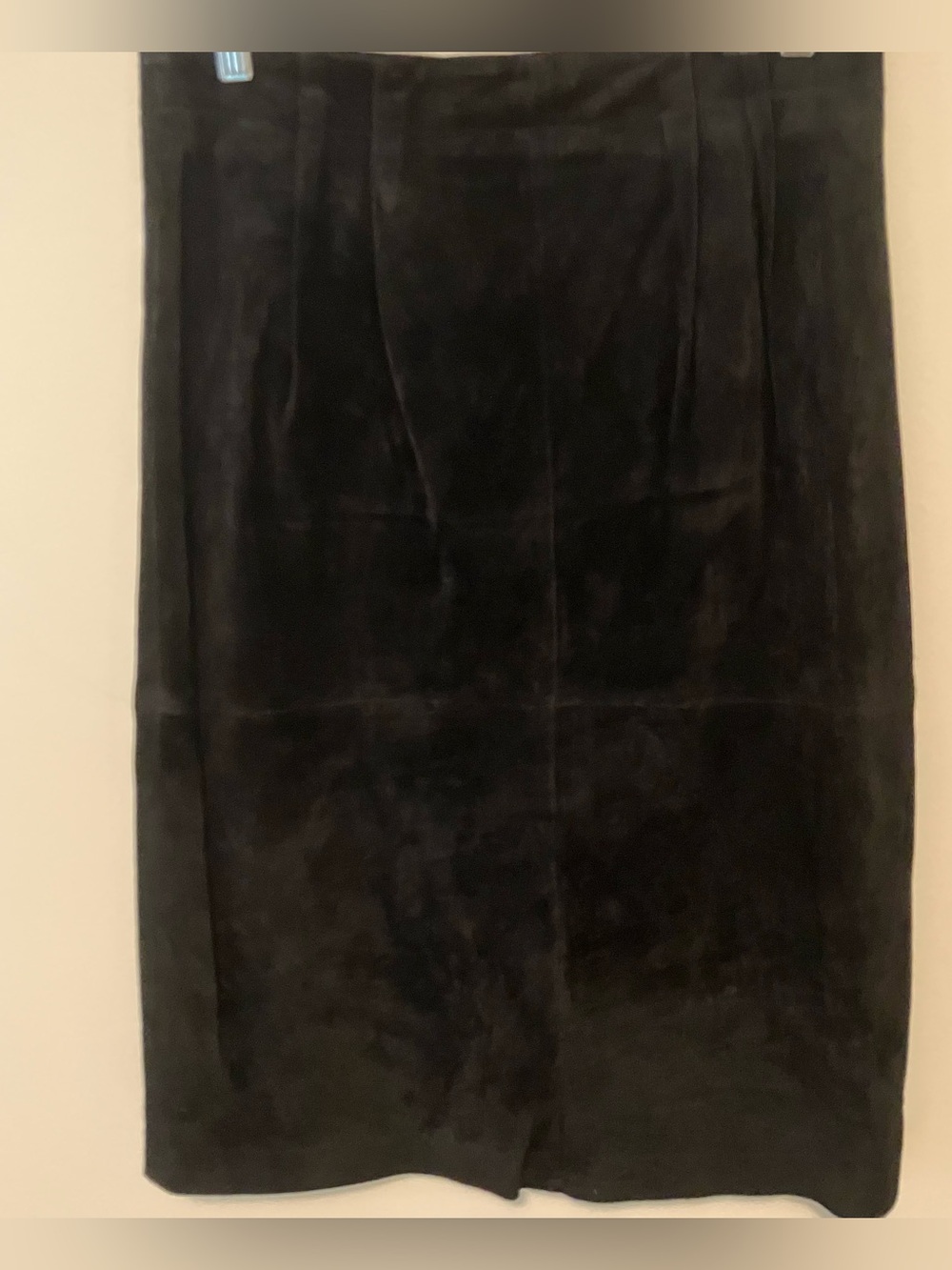 VTG Talbots Genuine Leather Suede Pencil Skirt Sz 12 Black Midi Office 90s Y2K